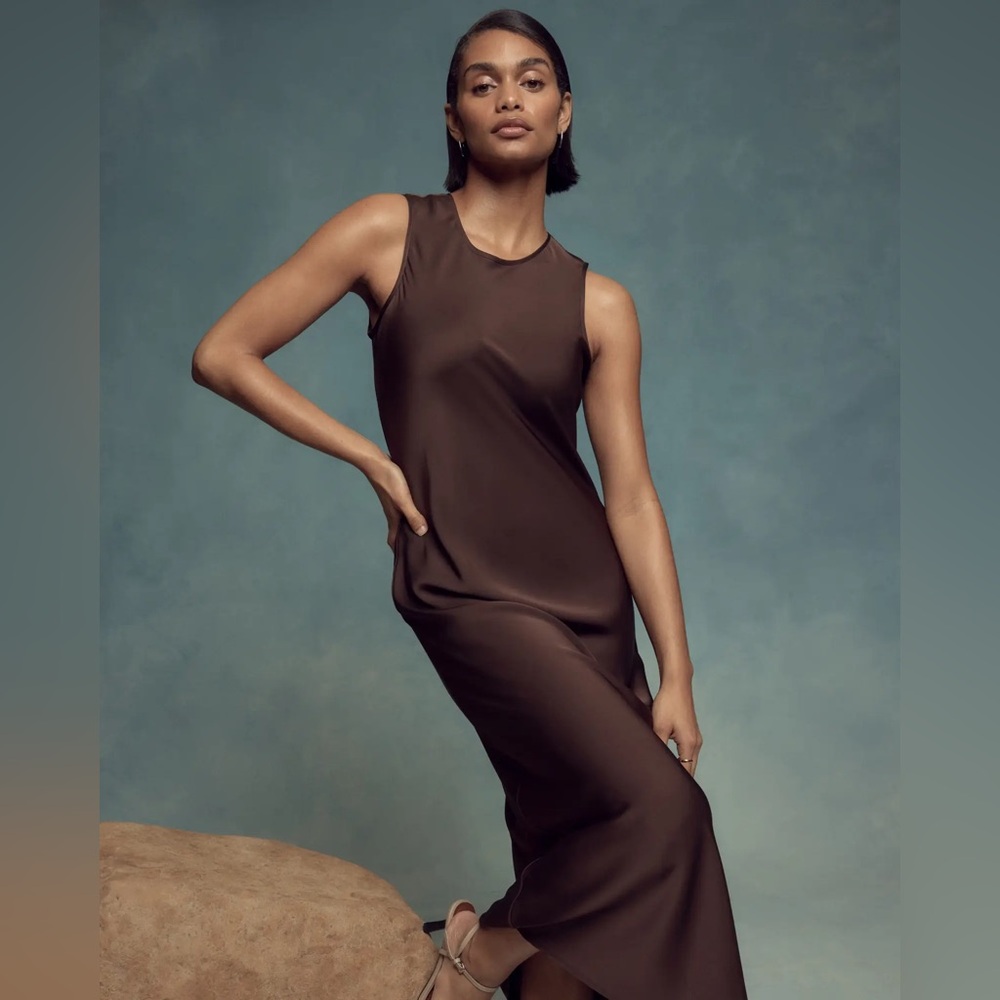 Quince Washable Stretch Silk Tank Midi Dress